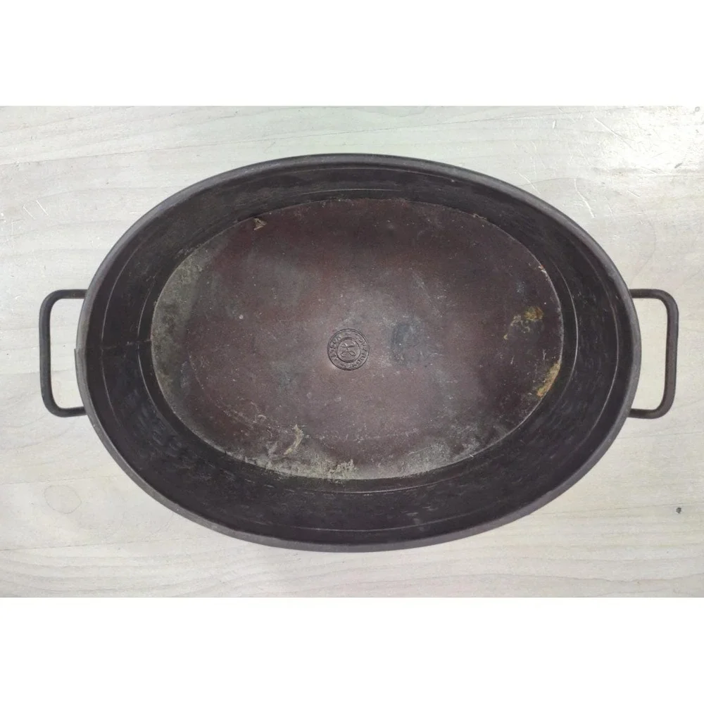 Vintage Oval Planter Pot Distressed Hammered Copper Color Metal Rustic Retro